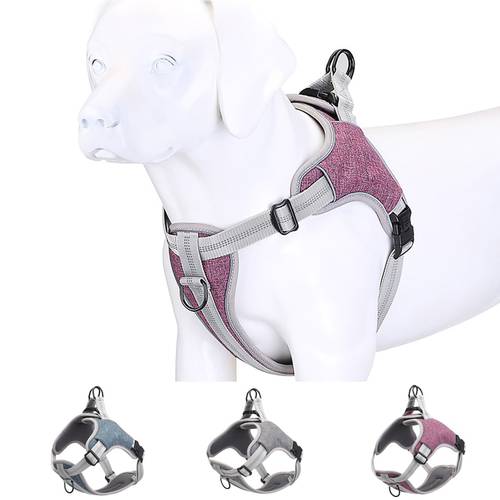 New Pet Dog Harness Vest Soft lining Adjustable Reflective Medium Large Dog Harness Collar breathable Walking Training Harness