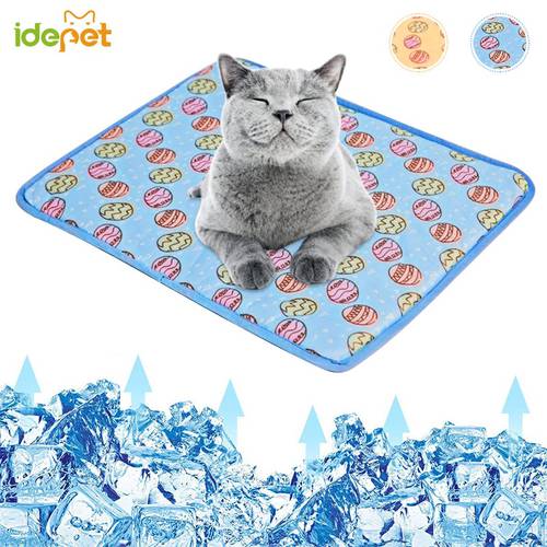 3 Sizes Summer Cat Cooling Mat Dog Ice Pad Cool Cold Silk Pet Bed Moisture-Proof Cooler Sofa Mats Portable Sleeping Pet Product