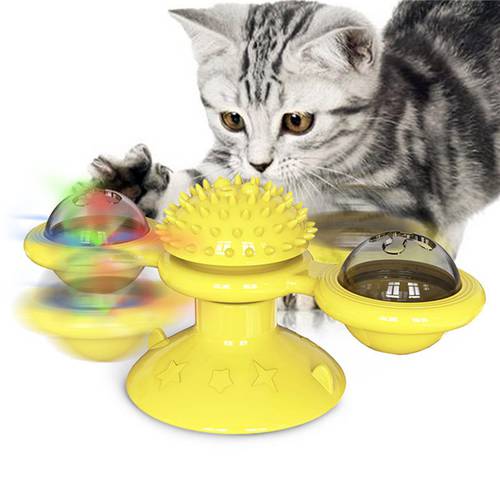 Pet Toys For Cats Interactive Puzzle Training Turntable Windmill Ball Whirling Toys For Cat Kitten Play Game Cat Supplies