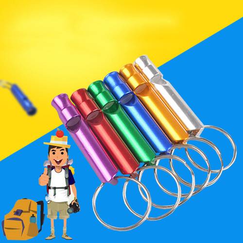 1pc Mini Aluminum Alloy Whistle Keyring Keychain pet dog whistle for training Survival Safety Sport Camping Hunting Random Color