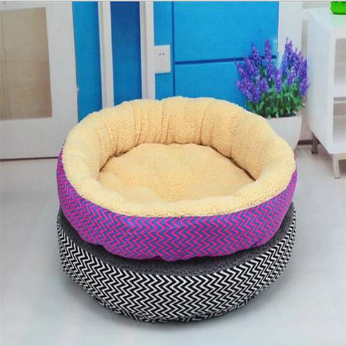 Pet Dog Bed Round Ripple Pattern Cat Litter Warm Pet Dog Kennel Four Seasons Available For Small Medium Dogs Pet Supplies DB817