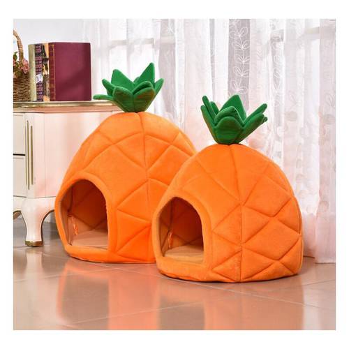 Warm Dog Bed Soft Kennel Creative Cute Pineapple Dog Mat Comfortable Solid Pet Bed for Dog and Cat Foldable house