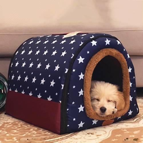(S-L) Medium Dog Kennel Indoor Soft Comfortable Puppy House Removable Small Dog Bed Cave Winter Warm Pet Sleeping Mat Portable