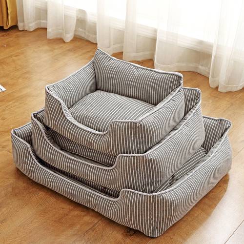 3 Size Pet Bed Dog Warm Pad Winter Mat Striped Pet Products Small Medium Large Big Sized Kennel Waterproof Pet Nest Dog Bed