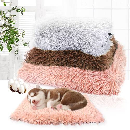 Winter Dog Bed Mat Soft Fleece Pet Cushion Warm House Sleeping Bed Cover Blanket Winter Kennel for Puppy Cat Teddy Dog Dropship
