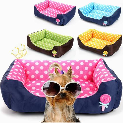 Soft Warm Pet House Kennel Rectangle Candy Colored Dog Beds Breathable Cool Mat Cushions For Small Medium Dogs Cats S M L