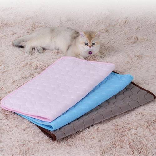 Breathable Summer Ice Silk Pet Dog Cooling Mat For Cat Dogs Floor Mats Blanket Sleeping Bed Cushion Cold Pad 5 Size Pet Supplies