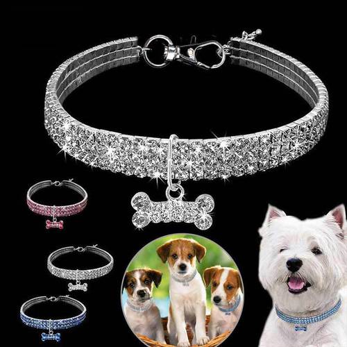 Luxury Bling Crystal Dog Collar Diamond Puppy Pet Shiny Full Rhinestone Necklace Pendant Collar Collars for Pet Dogs Supplies