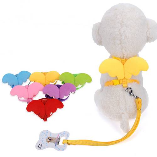 New Pet Dog Harness Cute Angel Wings Puppies Cat Leashes Small Dog Chihuahua Teddy Adjustable Chest Strap Safety Traction Rope