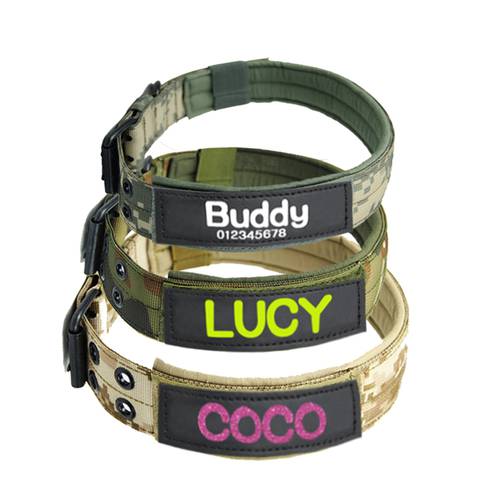 Military Tactical Custom Name Dog Collar K9 Working Durable Nylon Collar Outdoor Training Pet Dog Collars For Small Large Dogs