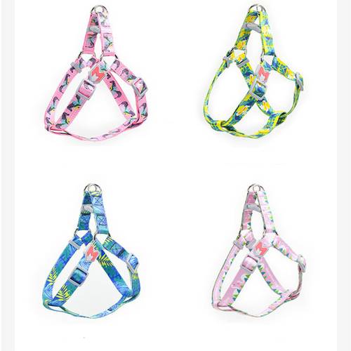 Print Pet Dog Harness No Pull Adjustable Dog Leash Vest Classic Running Leash Strap Belt for Small and Medium Dogs