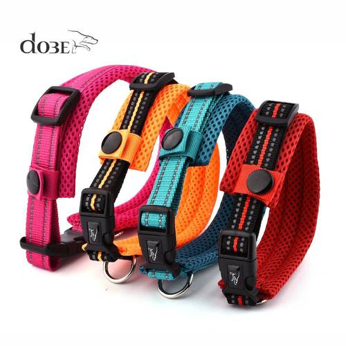 New Stylish Dog Collar Nylon Reflective Pet Collars Breakaway Quick Release Dog Necklace Basic Collar with Mesh Padded Strap