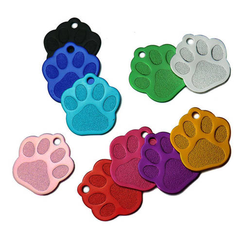 Wholesale 20Pcs Engraved Cat Puppy Pet ID Name Collar Tag Pendant Pet Accessories Bone/Paw Glitter Pet Decoration Dog Cat ID Tag