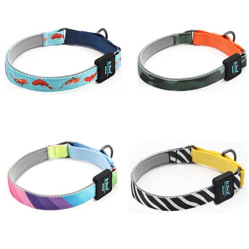 Dog Collar Nylon Printed Small Dogs Puppy Half-P Chain Neck Strap For Medium Large Pets Dogs Collars