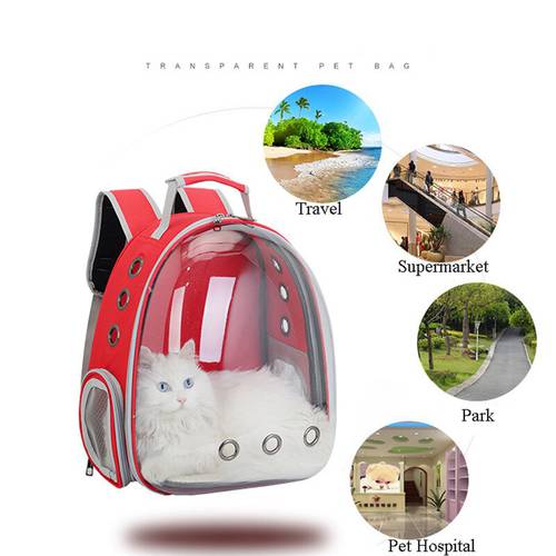 Breathable Pet Carrier Bag Clear Cat Backpack Carrying Dog Bag Outdoor Travel Portable Breathable Capsule Cat Backpack Bag U3