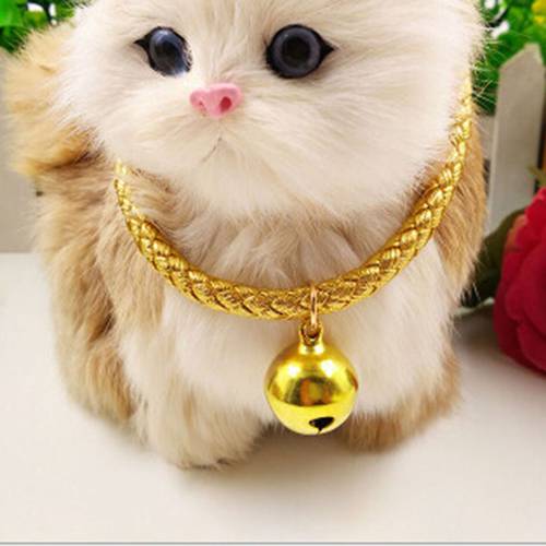Adjustable PU Twist Pet Cat Collar Cute Simple-style Necklace Dog Cat Puppy Bells Training Collar Gold Silver 2020 New