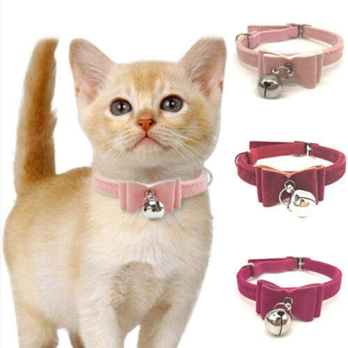 Safety Elastic Bowtie With Bell Small Dog Cat Collar Safe Soft Velvet Pet Products Dog Collar Pet Supplies 6 Colors