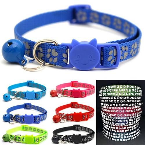 Reflective Cats Collar Pour Chat Kitten Collar Chapa Perro Personalizada Cat Necklace With Bell Breakaway Fashion Adjustable