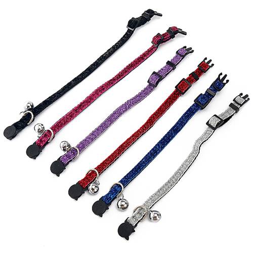 Shiny Puppy Kitten Cat Necklace Adjustable Pet Cat Lead Supplies 6 Colors Gorgeous Cat Collar With Bell Braid