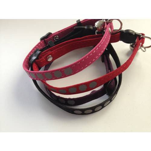 Free shipping pet reflective adjustable velvet cat collar breakaway buckle safety with silver bell 20pcs/lot