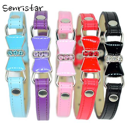 Cute Bow Cat Collar For Small Cats Bowknot Tie Adjustable Bling Rhinestone Kitten Puppy Dog Collar Jeweled leather Pet Collar