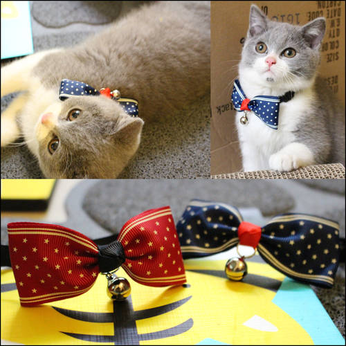 [MPK Cat Ties] Twinkling Star Cat Collars, Blue and Red,to choose from, Neck Ties and Bow Ties Available