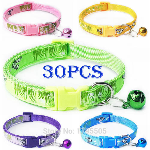 30Pcs/Set Puppy Newborn Pets Identify dog Collars Adjustable Nylon Small Pet Dog Collars Kitten Necklace Whelping Puppy Collars