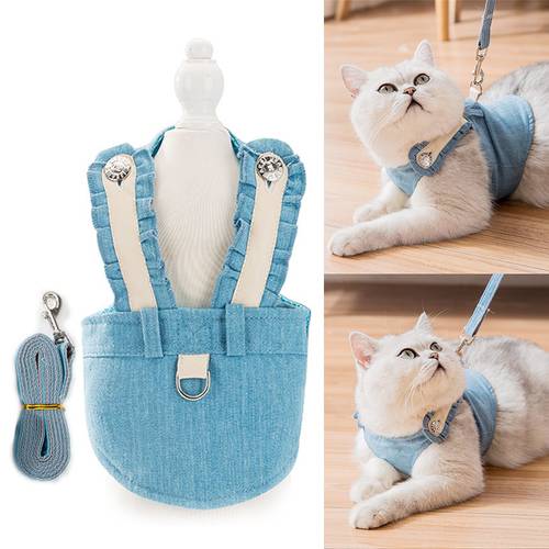 Cute Pet Cat Harness Leash Set Pet Chest Strap Breathable Pet Walking Rope For Kitten Cats Pet Vest Harness Rope Cat Leash
