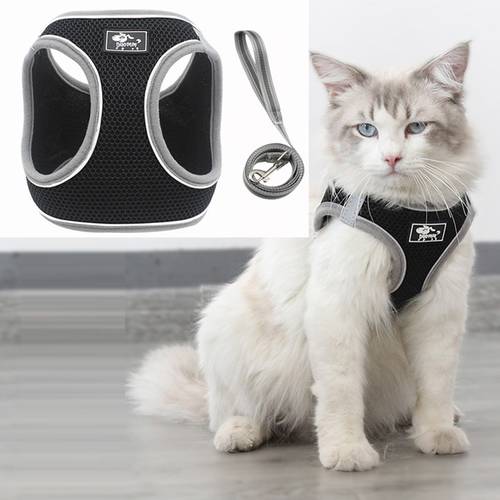 Cat Harness Leash Set Reflective Nylon Soft Air Mesh Kitten puppy Dog Vest Harness Leads Pet Clothes For Small Dogs Yorkies Pug