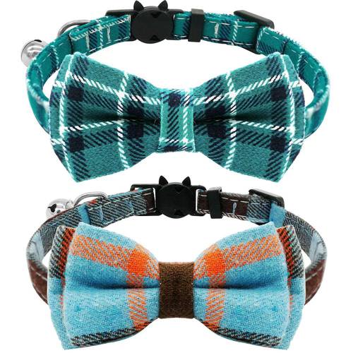 Cat Collar Breakaway with Cute Bow Tie and Bell for Kitty and Some Puppies, Adjustable from 7.8-10.5 Inch