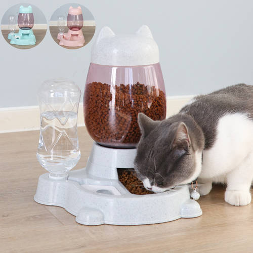 2.2L Pet Dog Cat Automatic Feeder Dog Cat Drinking Bowl Food Water Dispenser Large Capacity Cats Feeding Container Supplies
