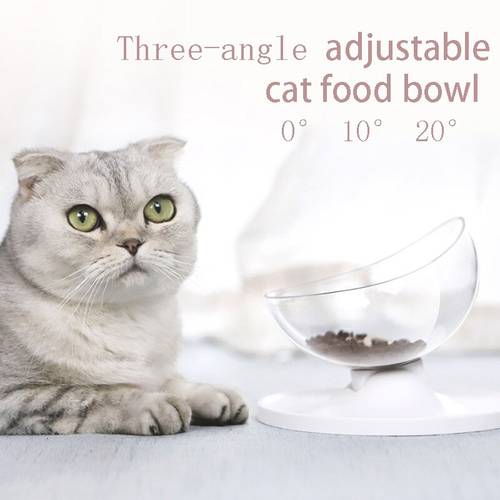 Cat Feeding Bowl 3-Angle Adjustable Cat Food Bowl Plastic Bowls Non-Slip Raised with Stand for Kitten and Small Medium Cats 1 or