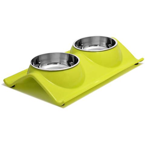 Double Dog Cat Bowls Premium Stainless Steel Pet Bowls No-Spill Resin Station, Food Water Feeder Cats Small Dogs