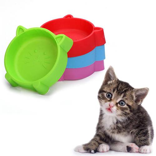 Pet Bowl Cat Face Pet Bowl Anti Slid Solid Color Dog Puppy Kitten Food Water Feeder