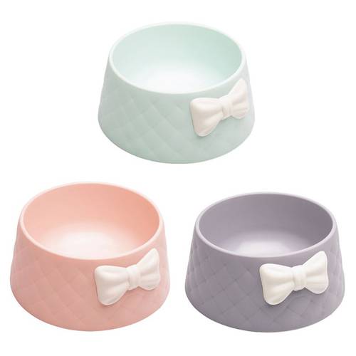 Cute Pet Feeder Rhombus Texture Bow-knot Candy Color Small Dog Cats Bowl