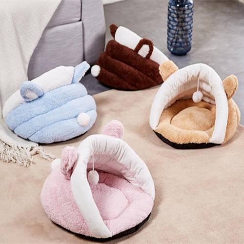 3 Size Puppy Pet Cat Dog Soft Warm Nest Kennel Bed Cave House Sleeping Bag Mat Pad Tent S-L 4 Colors Pets Winter Warm Cozy Beds