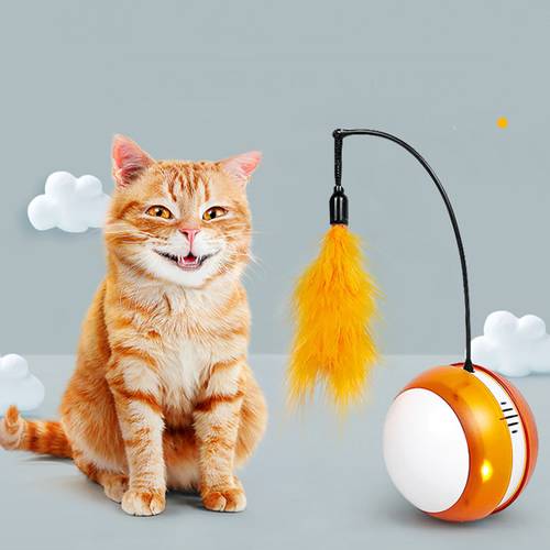 Electronic Pet Cat Toy Smart Automatic Sensing Obstacles LED Wheel Rechargeable Flash Rolling Colorful Light Electric Cat Stick
