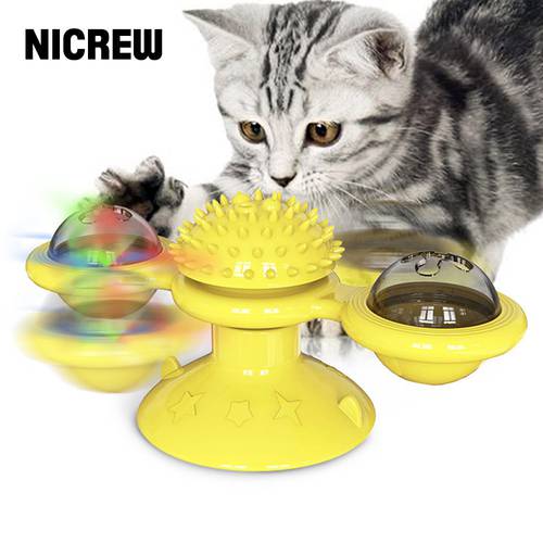NICREW Windmill Cat Toys Whirling Turntable Brush for Playing with Kitten Cat Play Game Puzzle Toy Interactive Toys Pet Supplies