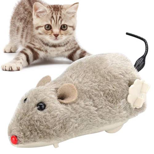 1pc Cat Mouse Shape Toy Creative Wind Up Plush Funny Cat Play Toy Pet Interactive Toys Pet Supplies Random Color Cat Favors
