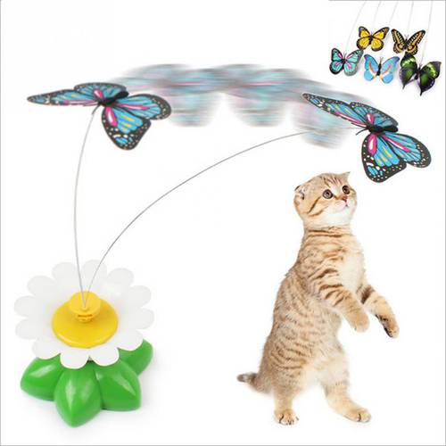 Electric Rotating Cat Toys Funny Pet Kitten Play Toy Electric Rotating Butterfly bird Steel Wire Cat Teaser For Pet Kitten Toys