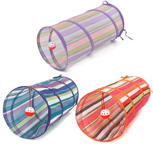 3 Colors Funny Cat Tunnel 2 Holes Play Tubes Balls Collapsible Crinkle Kitten Toys Puppy Rabbit Play Dog Chat Tunnel