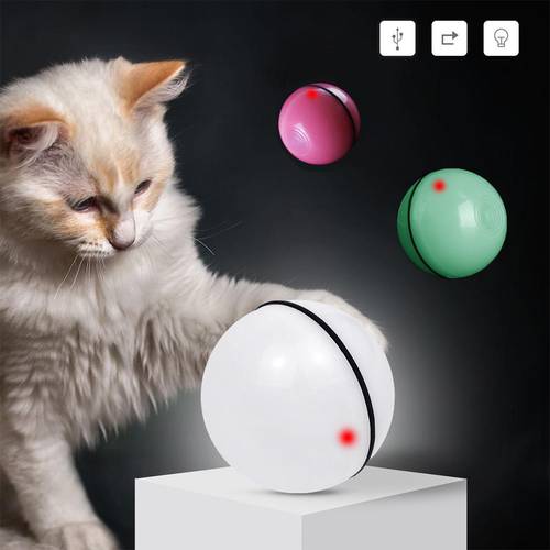 Pet Products Pet Cat Dog Toy LED light Auto Rolling Flash Ball Toys USB Charging Smart Pet Jumping Ball Chasing Ball Funny Cat