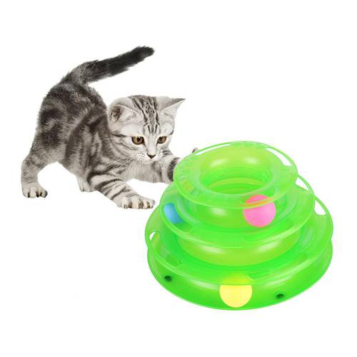 Funny Pet Toys Cat Crazy Ball Disc Three Levels Pet Cat Toy Tower Tracks Disc Cat Intelligence Amusement Toy 1 Pc
