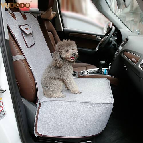 2 In 1 Felt Cloth Pet Dog Car Seat Cover Soft Durable Anti-slip Pet Dog Carrier Outdoor Travel Car Front Seat Protector For D
