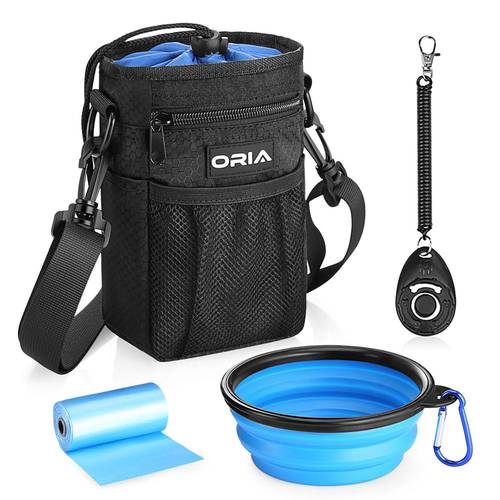 ORIA Outdoor Pet Dog Carrier Bag Dog Training Pouch Pet Out Waist Bag with Adjustable Strap Dog Bowl Waterproof Storage Bags