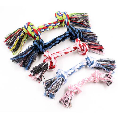 1pcs Pets Dogs Pet Supplies Pet Dog Puppy Cotton Chew Knot Toy Durable Braided Bone Rope 18cm Funny Tool (Random Color)