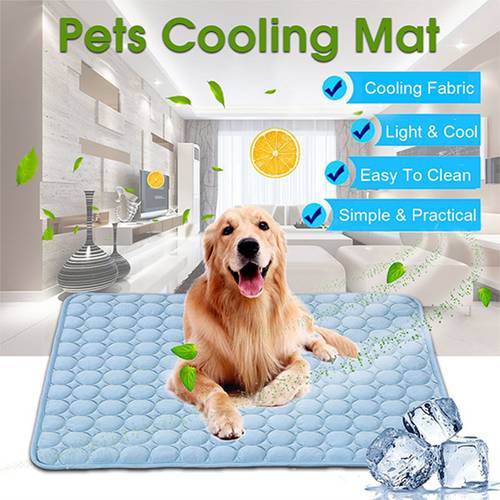 Breathable Summer Cooling Mats Blanket Pet Dog Self Cooling Mat Pad Summer Car Seat Ice Silk Mat Pet Cool Non- Sticking Blankets