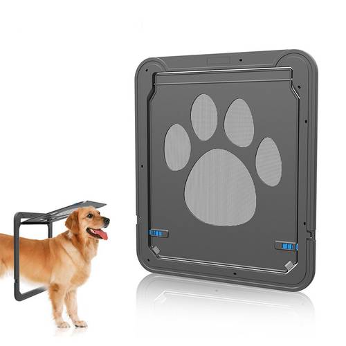 4-Way Lockable Plastic Pet Big Dog Cat Door for Screen Window Safety Flap Gates Pet Tunnel Dog Fence Free Access Door for Home