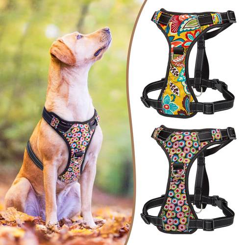 Quick Control Dog Harness Reflective Nylon Dogs Harnesses Adjustable For Medium Large Dogs French Bulldog With Lift Handle