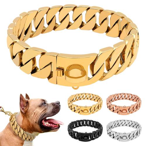 Metal Stainless Steel Dog Collar Steel Chain Martingale High-end Show Collar Bully Dogs Doberman Safety for Medium Large Dog